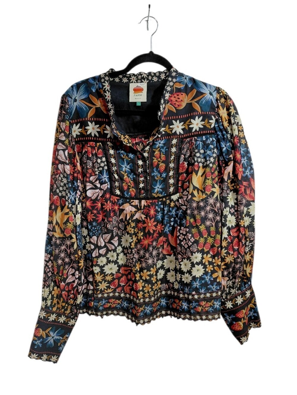 FARM Rio Black Multi Floral Patchwork Blouse